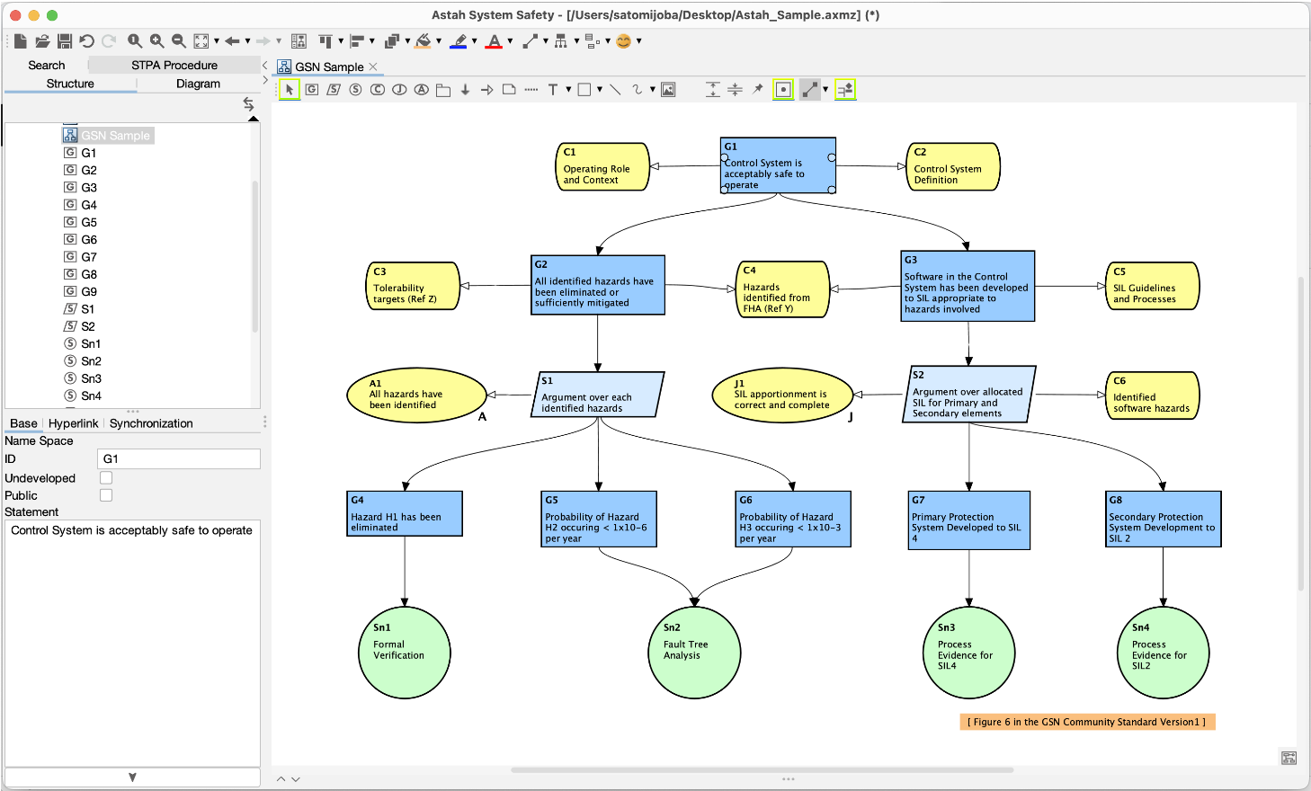 screenshot of Astah System Safety